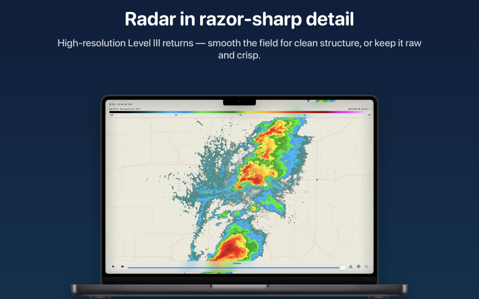 WeatherWall displaying high-resolution radar on Mac